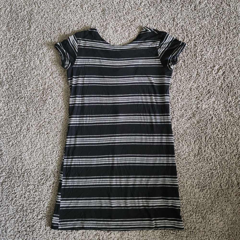 Billabong Black and White Striped Mini Dress